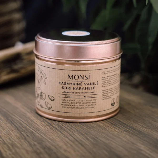 Aromatinė žvakė Kašmyrinė vanilė + sūri karamelė